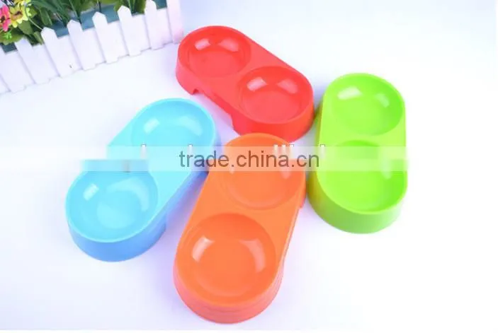 2015 high quality plastic double dog dish / colorful double dog bowl,2015 high quality plastic colorful pet bowl