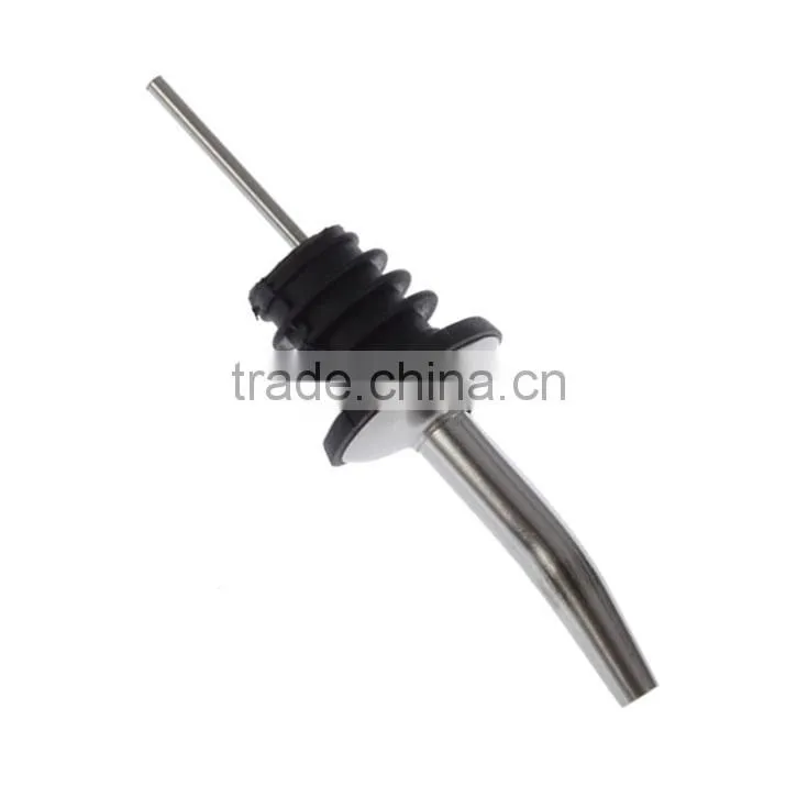 Stainless Steel Spirit Wine Liquor Pourer Free Flow Wine Bottle Pourer Spout Rubber Stopper Wine Pourer