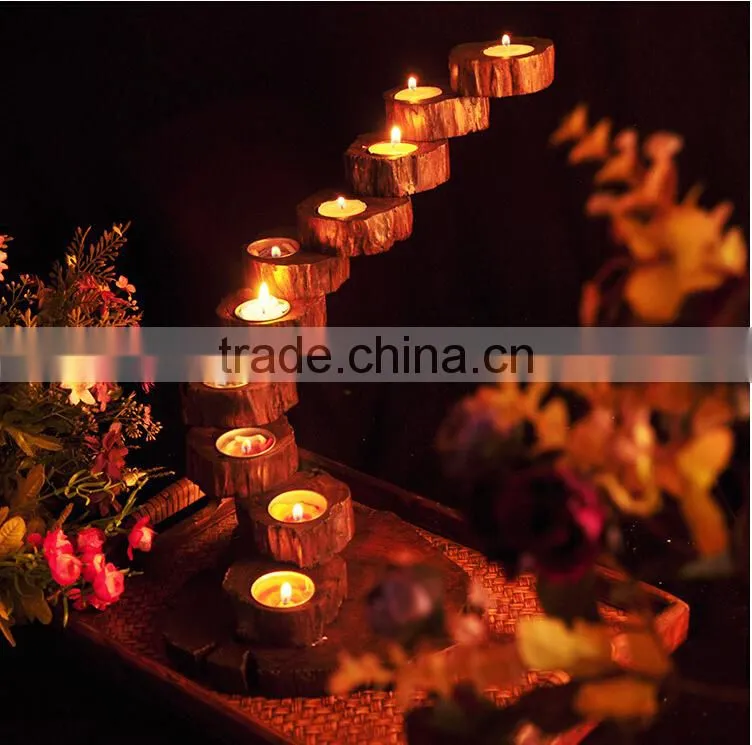 Nature teak wood rotary candle holder with free nice candles handmade crafts high quality wood candlestick