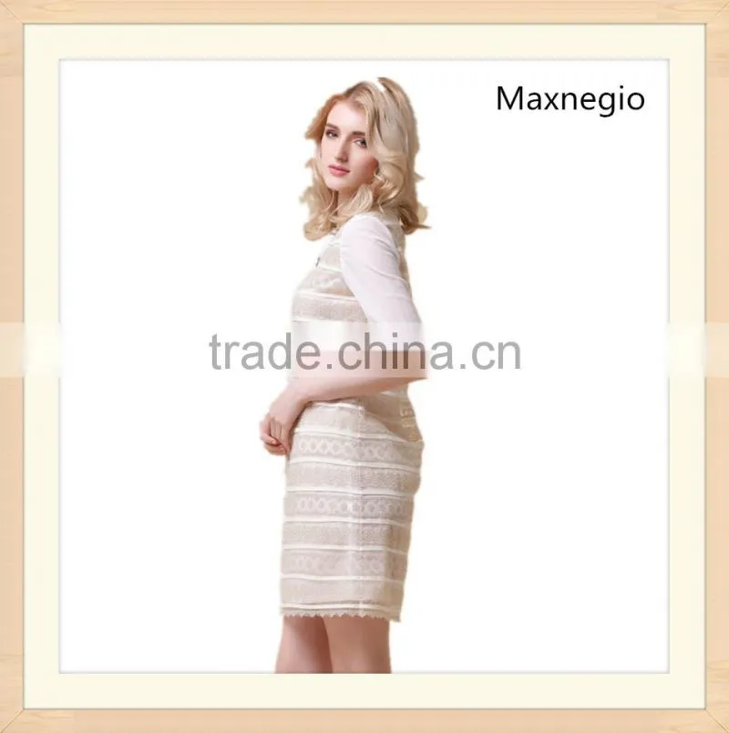 Embroidery stripe styles ladies elegant short sleeve dresses