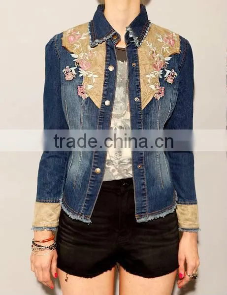 Embroidery flower burrs restore ancient cowboy jacket
