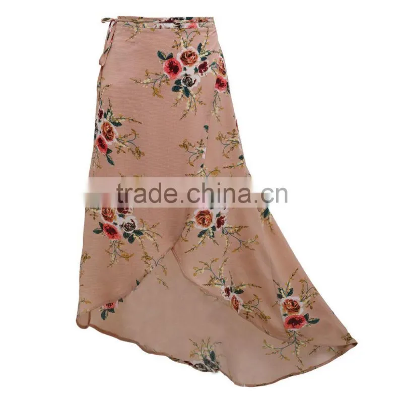 Fashion Summer flower printed women maxi skirt for wholesale 2017