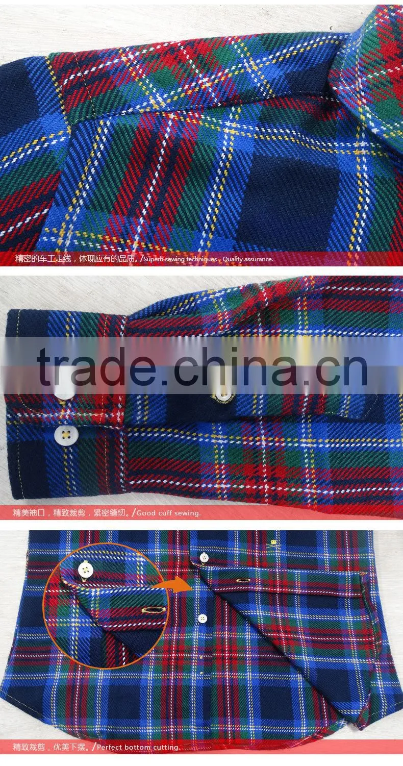 Custom color contract men's plaid shirts spread collar slim fit
