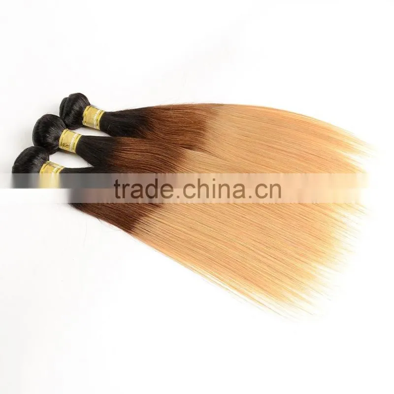 Color 1b/4/27 Straight Wave Brazilian Hair Weave Blonde and Brown