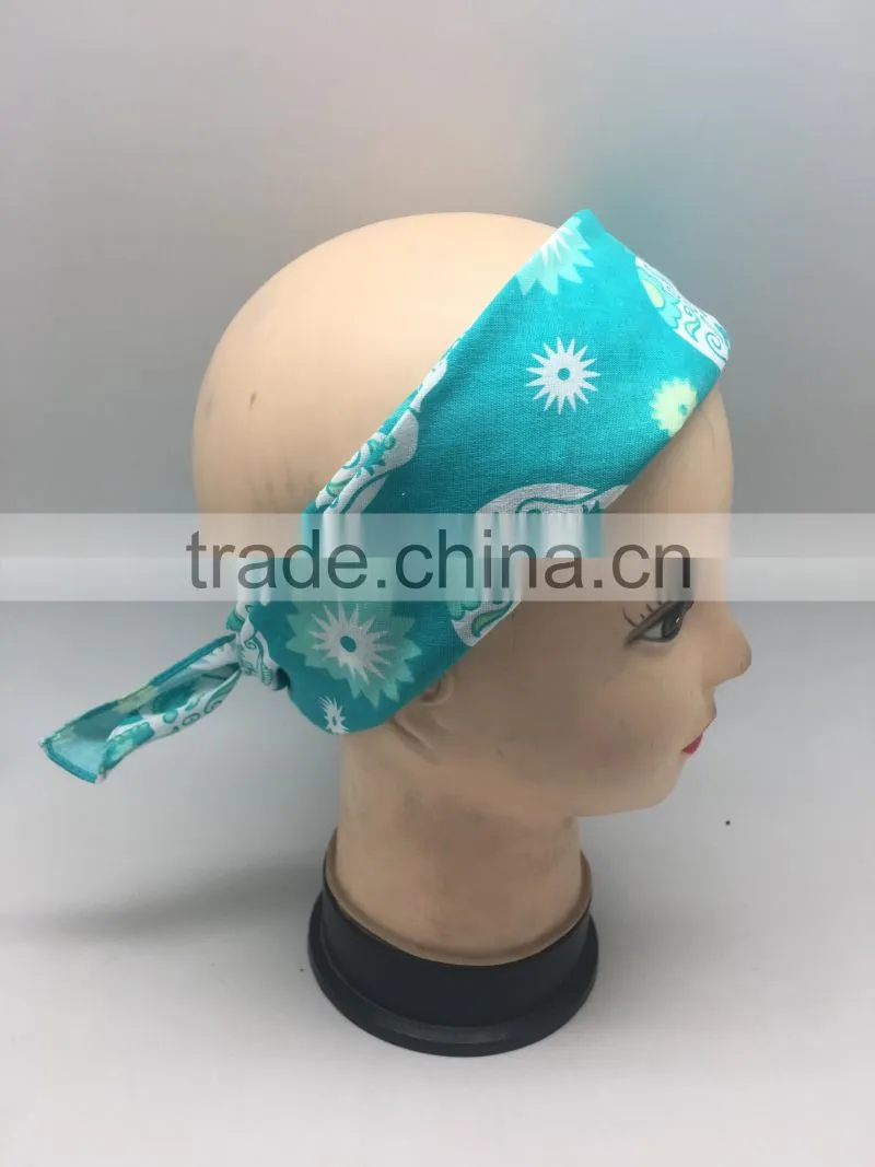 Unique Bargains Woman 50cm x 50cm Blue Printed Kerchief Neck Scarf