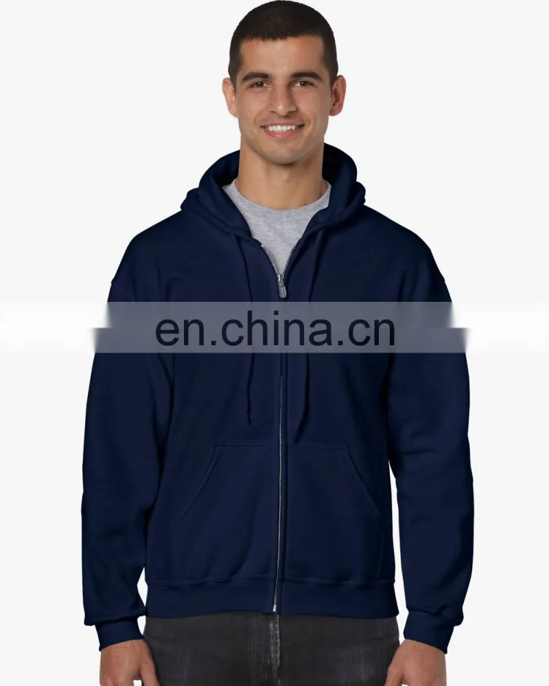 Zip up wholesale plain black high quality men hoodies