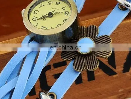Colorful Retro Vintage Multilayer Faux Leather Strap Women Bracelet Quartz Wrist Watch Ladies relogio feminino clock