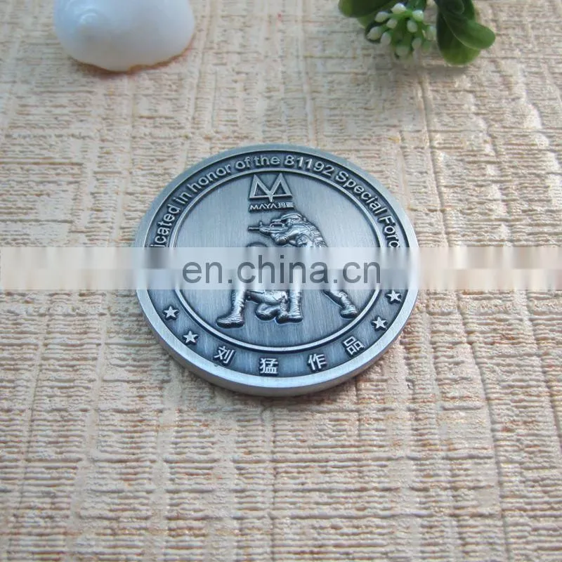 Logo engraved antique silver coin colored silver coins