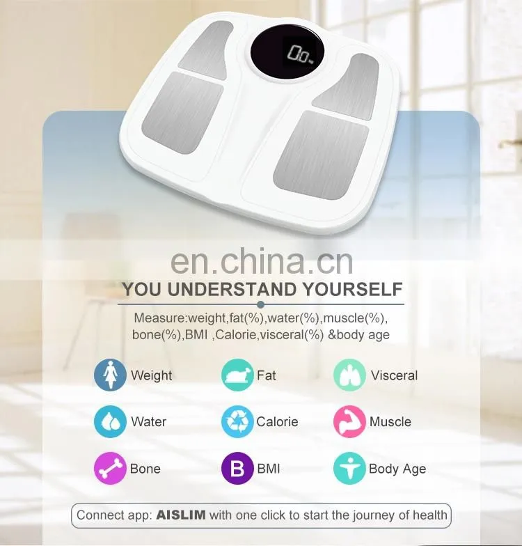 Full ABS Plastic Design 180Kg Smart LED Digital Weight Blue Tooth Body Fat Scale