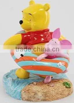 Lovely Winnie Bear with Pink Pig , Bear Figure Craft