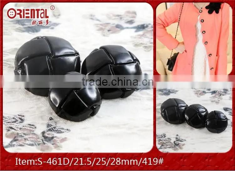 hign quality shiny black plastic coat button with shank
