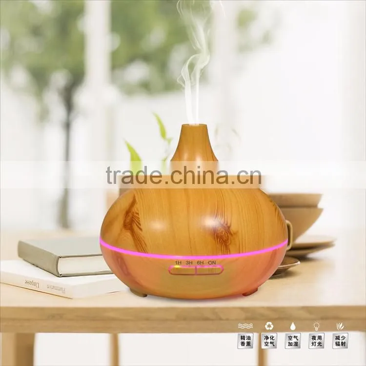300ml Cool Mist Humidifier Ultrasonic Aroma Essential Oil Diffuser for Office Home Bedroom Living Room Study Yoga Spa Wood Grain