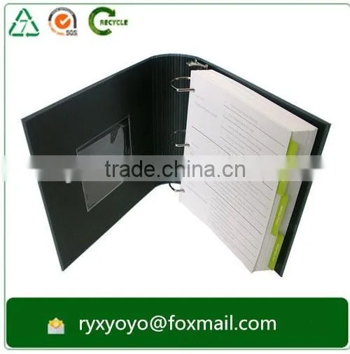 new design customized hard cover paper 4 D ring clip file folder