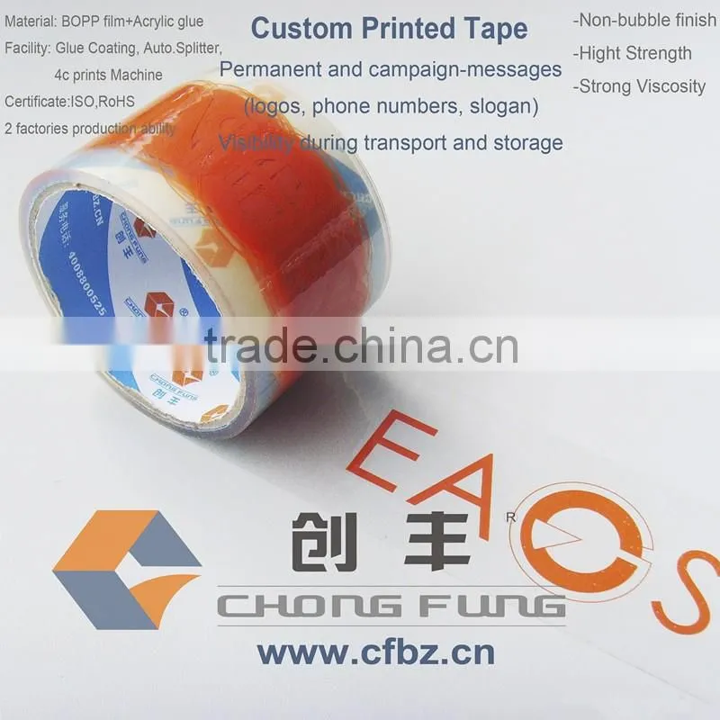 Waterproof Feature and Carton Sealing Use Carton Sealing Use custom printed single sided bopp packing tape