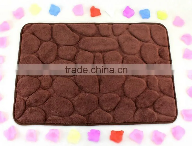 New stone design coral velvet memory foam anti slip carpet/rug/mat for bathroom