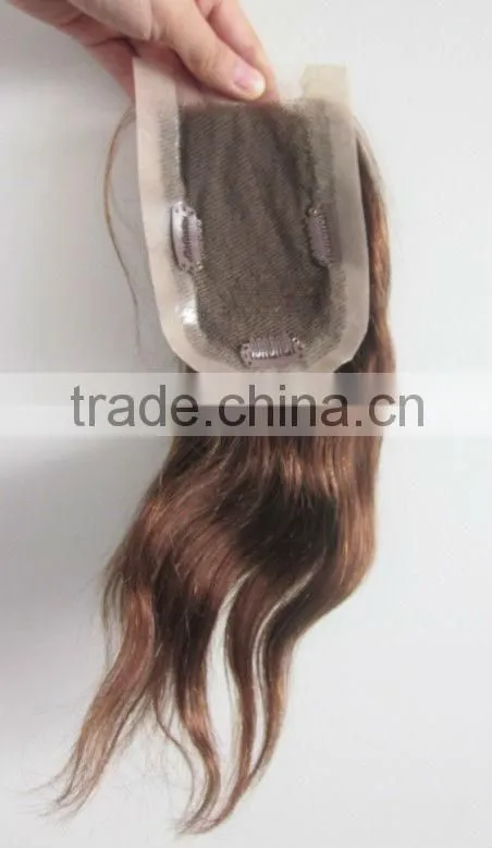 human hair silk PU base top lace front closure hair pieces