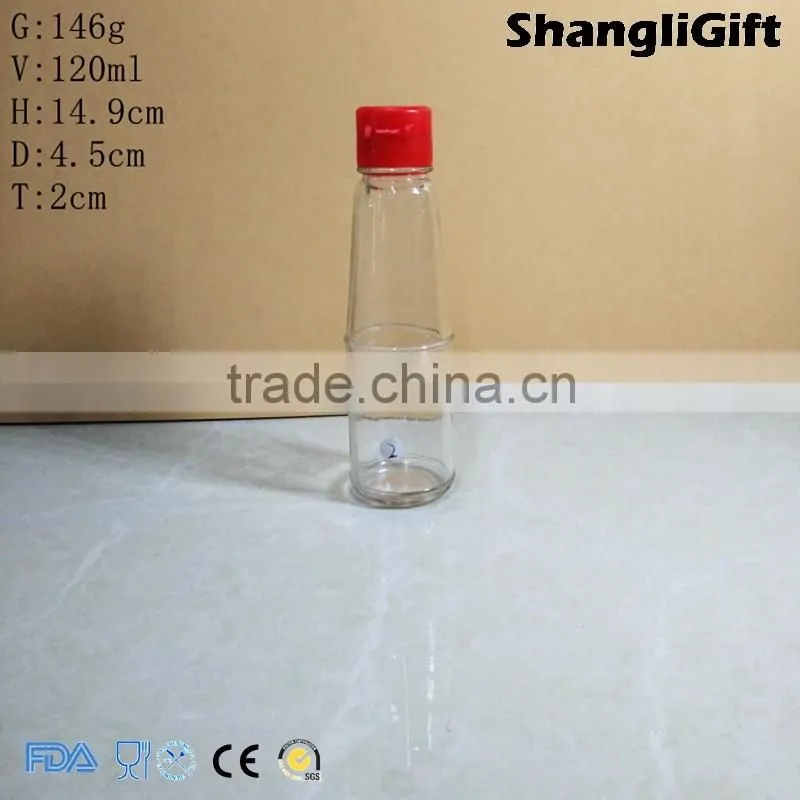 soy sauce Bottles 120ml Transparent Glass Spice Bottle Plastic Cap