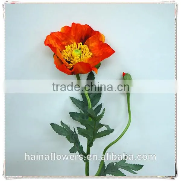 Red color decoration artificial poppy flower wholesale