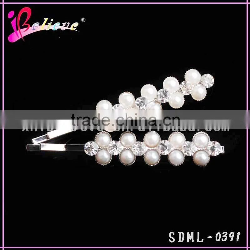 Cheap fashion hair clip accessories ladies rhinestone hair clip pearl hair pins