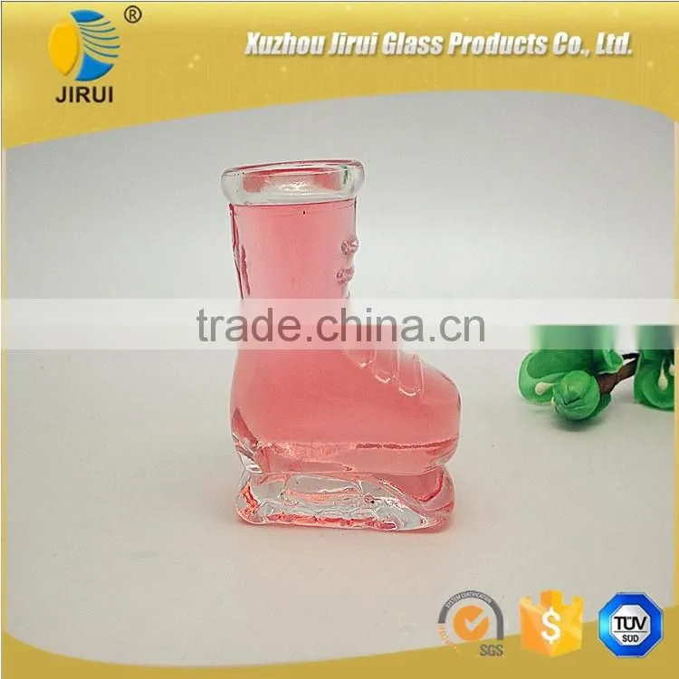 mini glass drinking cup with shope shape wholesale
