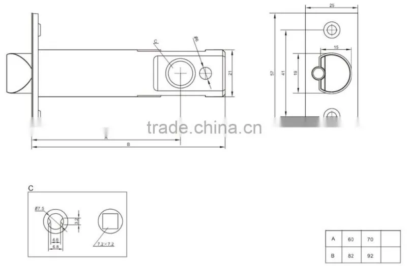 Passage Tubular Mortice Door Latch