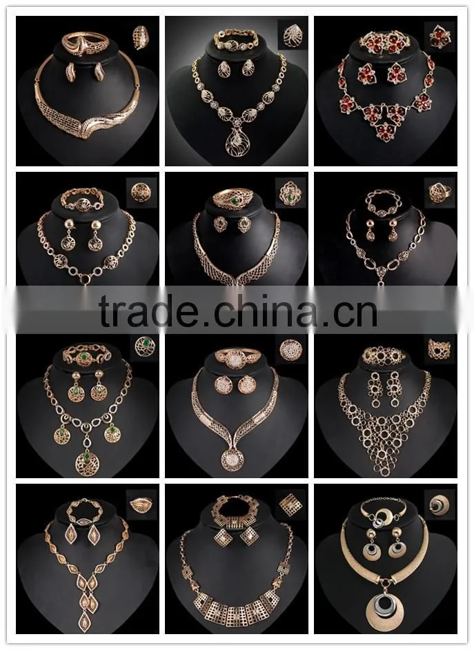 2016 Simulated Diamond Fashion Semicircle Necklace Exaggerated Metallic Jewelry Set