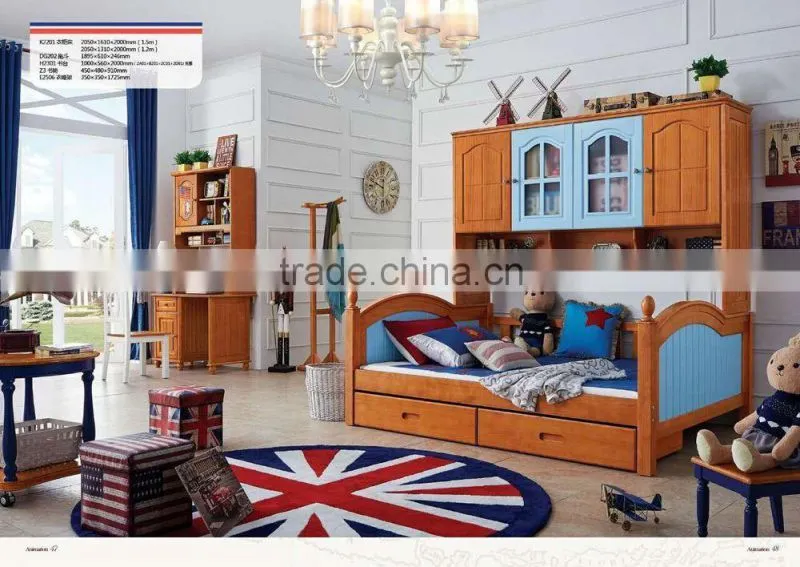 hot sale bedroom furniture solid wood kids bunk bed k2201-2203