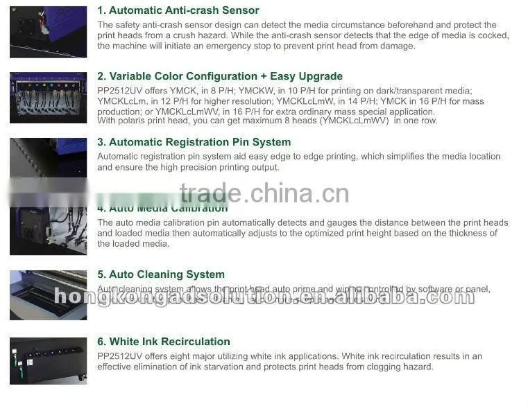 Flora UV hybrid flatbed and roll to roll printer PP2512UV Turbo with on 4 or 8 Konica 1024 print head