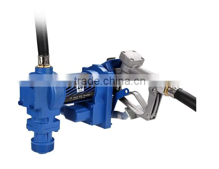 Portable oil transfer unit fuel transfer pump unit with mechanical flow meter nozzle