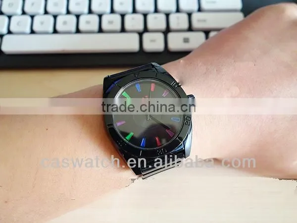 Fashion coll all balck silicone sport watch