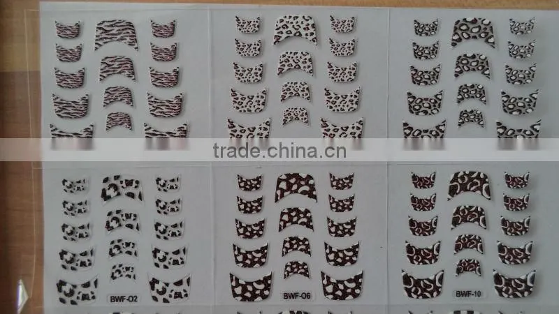 12 tips nail art stickers checkerboard black and white color Nail Accessories/ high quality products made in china