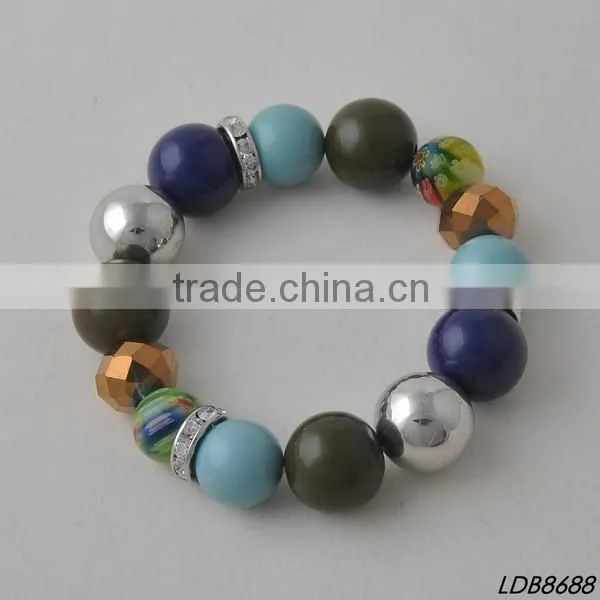 2016 new designs simple alone large faceted glass women bracelet