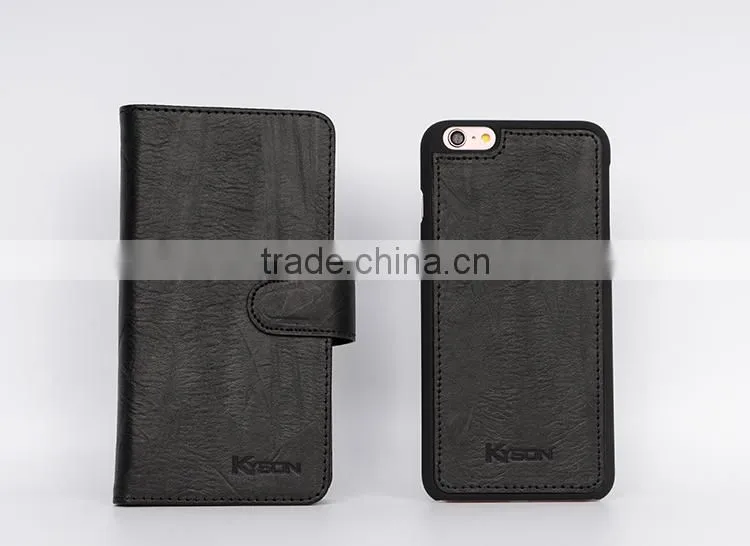 Personalized mobile phone wallet card holder leather case for i6 plus