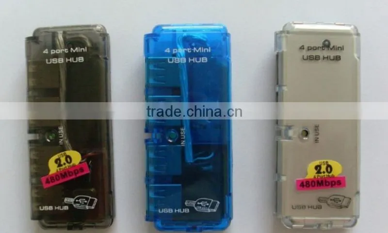 China Export Portable Novelty Slim USB 2.0 Hub 4 port With Short hide cable
