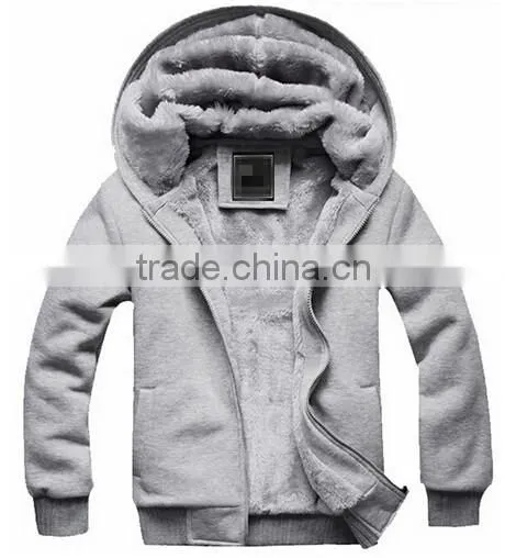 New Thick Velvet Hooded Zip Coat Hoodies men winter jackets