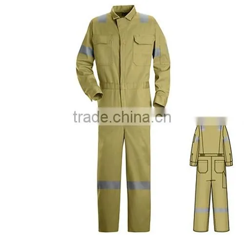 Safety orange coverall with reflective tape