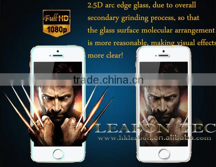 0.3mm 2.5d round edge oleophobic coating 9H tempered glass screen protector for iphone5