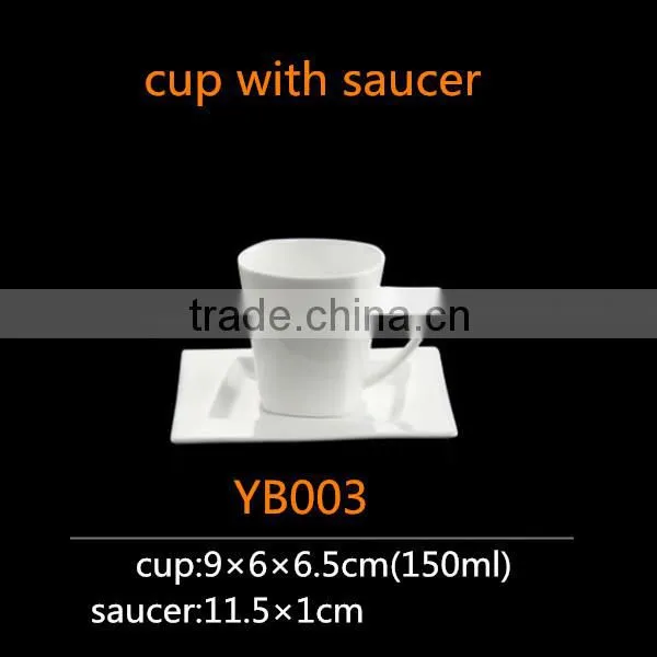 square shape ceramic cup 150ml bone china coffee cup with saucer