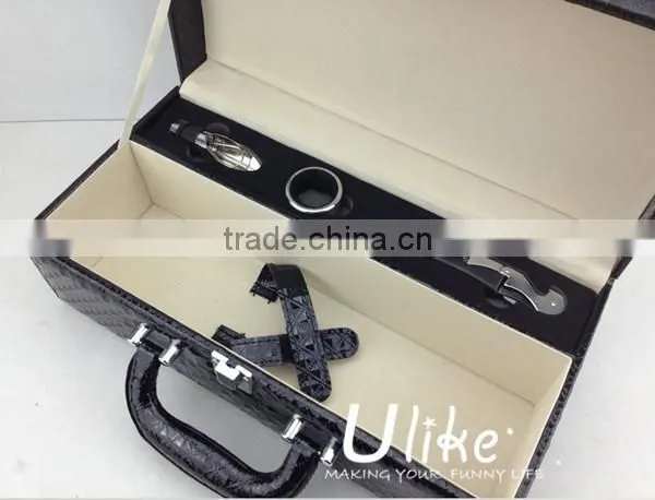 Leather beverage packing box Luxury Black Leather Wine Case Package wedding favors