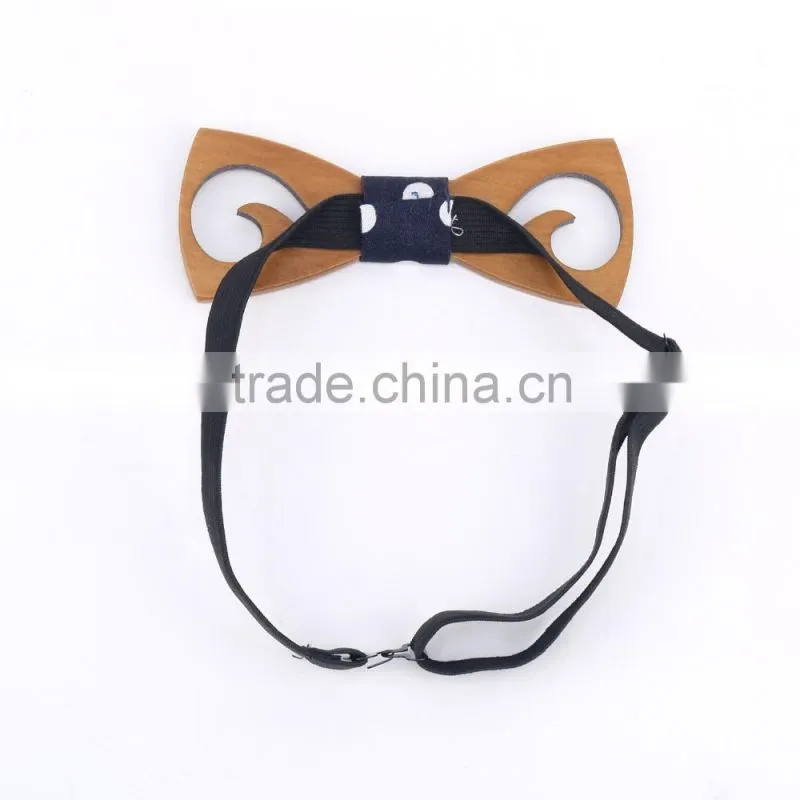 wholesale gift set handmade mens wooden/wood bow tie with denim fabric