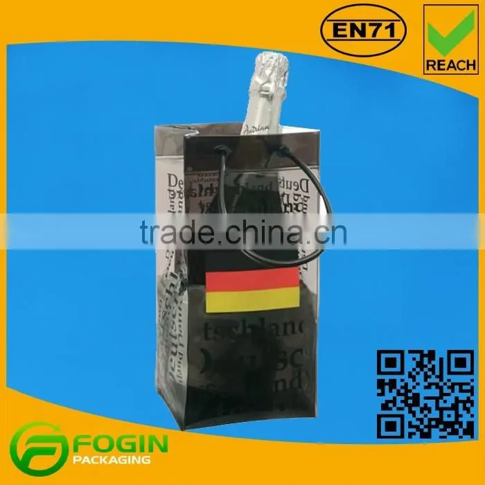 Fashion Design Clear PVC Plastic Ice Bag for Wine Promotion