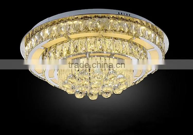 Contemporary Decorative K9 Crystal Ceiling Light Round 220V Modern Stainless Steel Chandelier