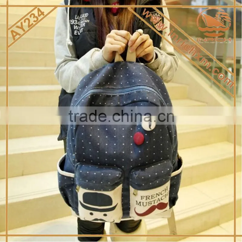 Korean Style Trendy Canvas School Backpack Bag For Girls