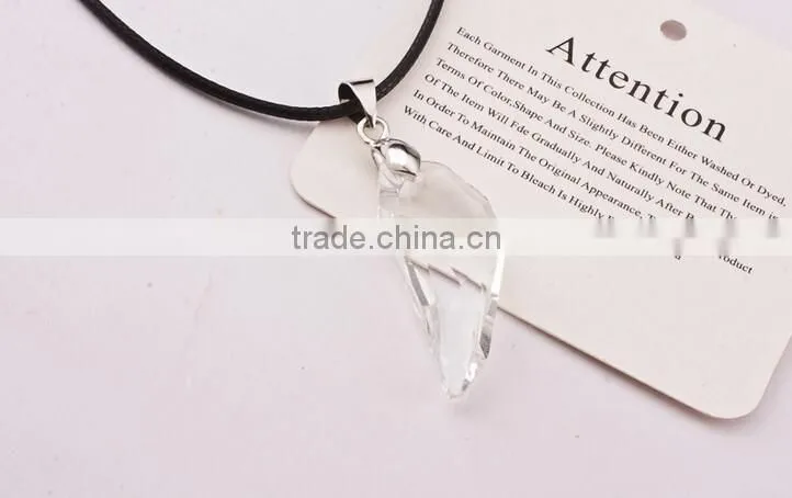Crystal Wolf Tooth Style Pendant Black Chord Unisex Fashion Necklace Gift