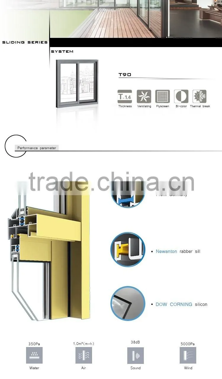 factory wholesale economic price of aluminium sliding window with double glass