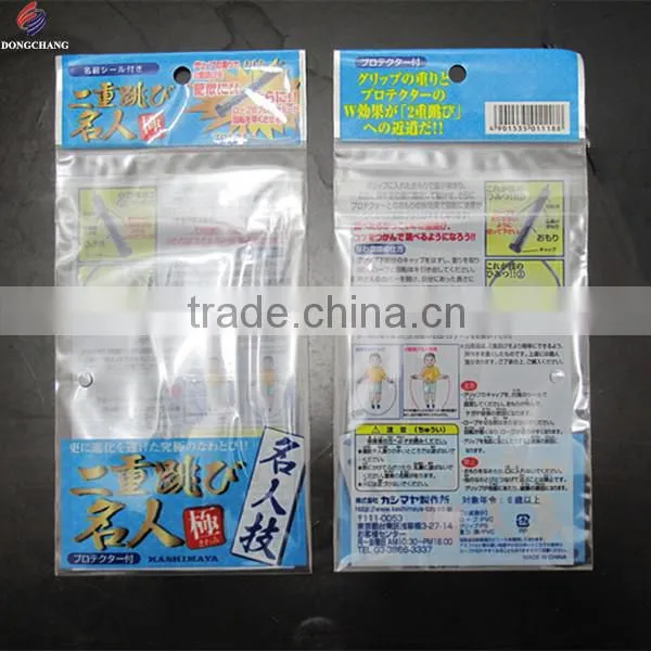 Custom printed resealable self seal opp packing bag with hanging hole header