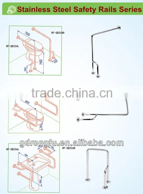 ISO&SAMPLE Accepted,304 stainless steel wall mounted grab bar for bathroom/toilet