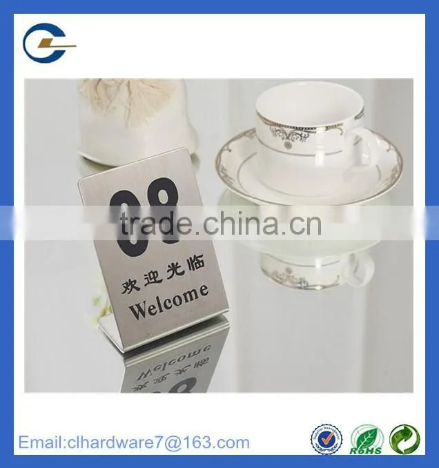 New design custom stainless steel table number holder