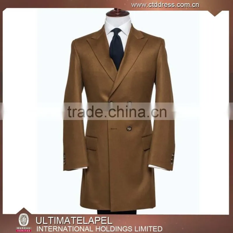 2016 Hot Style Custom Made Cashmere Long Double Breasted Men Coat