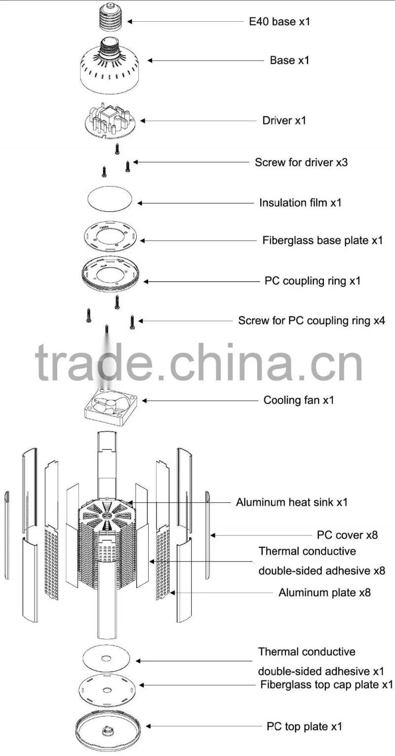 Cooling Fans 125lm/W 80W 220V LED Corn Lamp